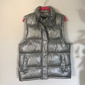 Maite Perroni Silver Metallic Puffy Vest